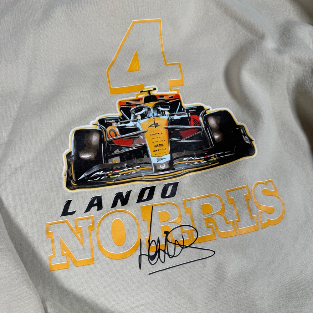 Gildan McLaren F1 Sweatshirt Mens XL Beige Lando Norris Racing Graphic Crewneck